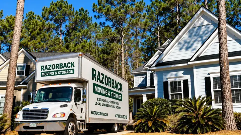 Razorback Moving truck at a home