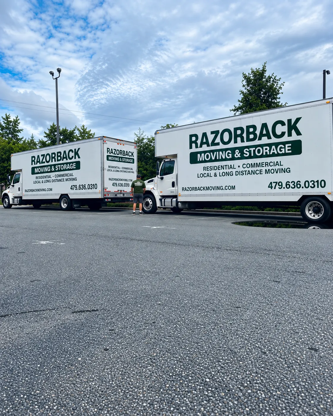 Two Razorback Moving trucks