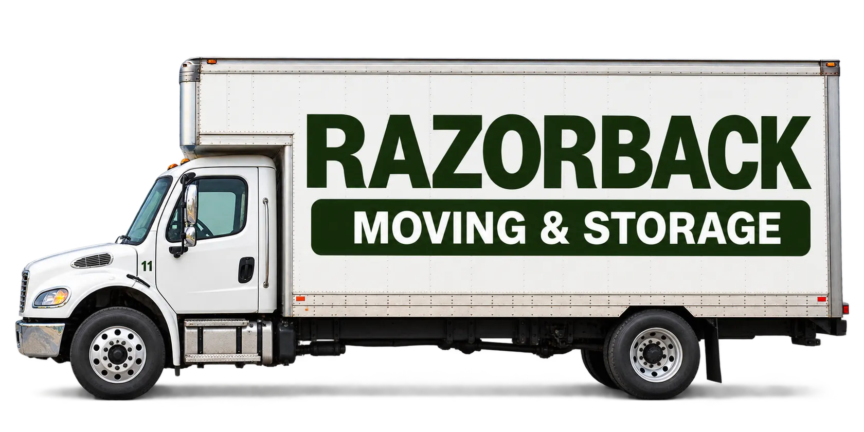 Side view of a Razorback moving truck