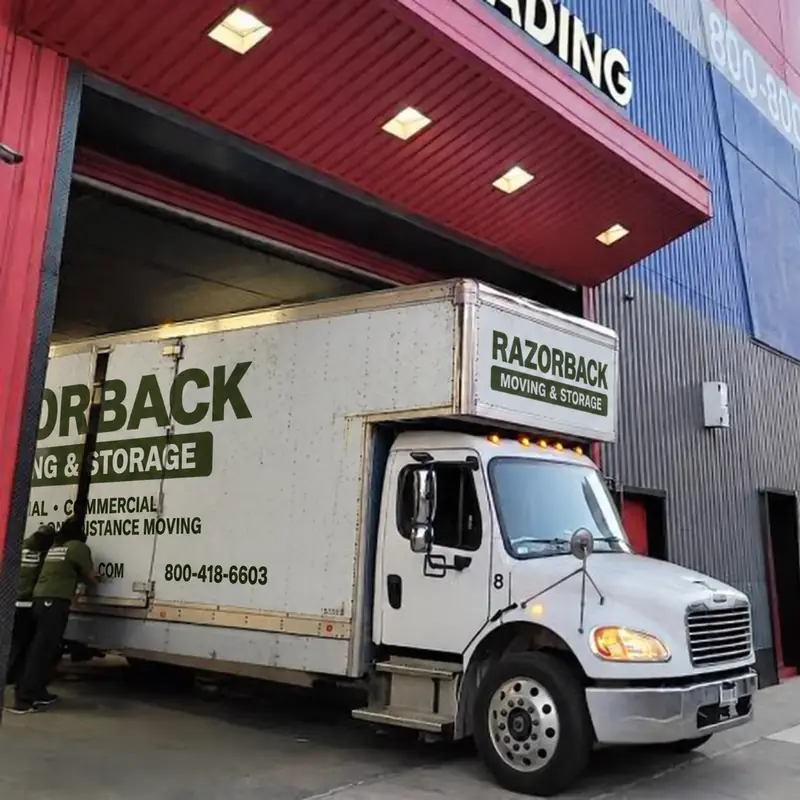 Razorback Moving truck at a storage facility